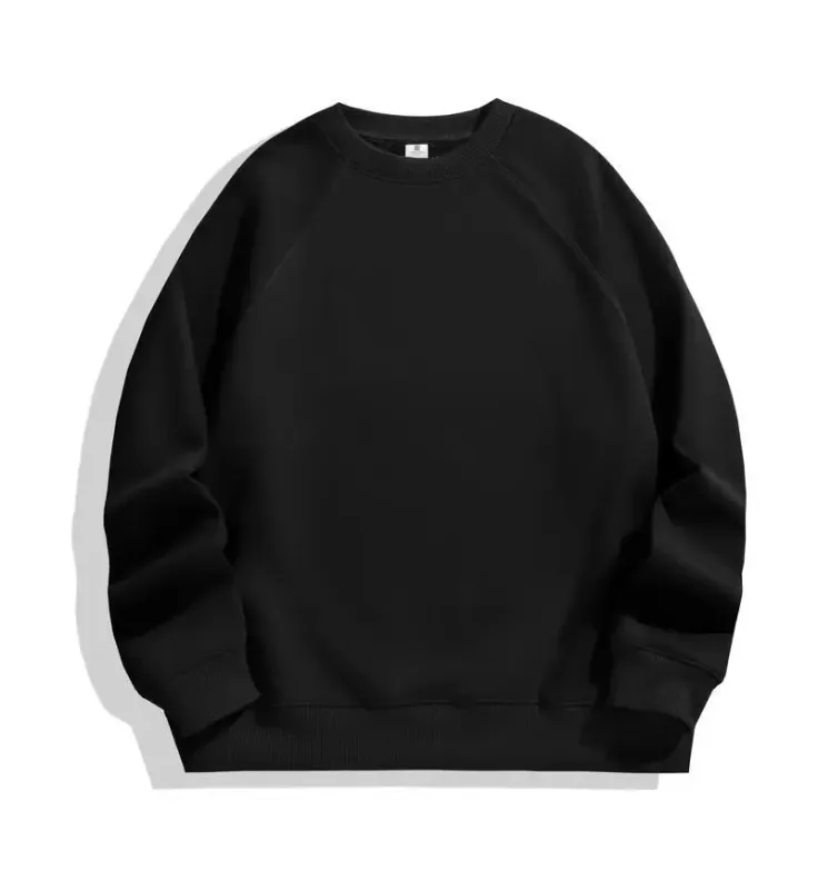 600g Men's 100% Cotton Oversized Sweatshirt for Winter Solid Beige Batwing Sleeve Heavyweight Fleece Crew Neck Thermal Hoodies — image 1