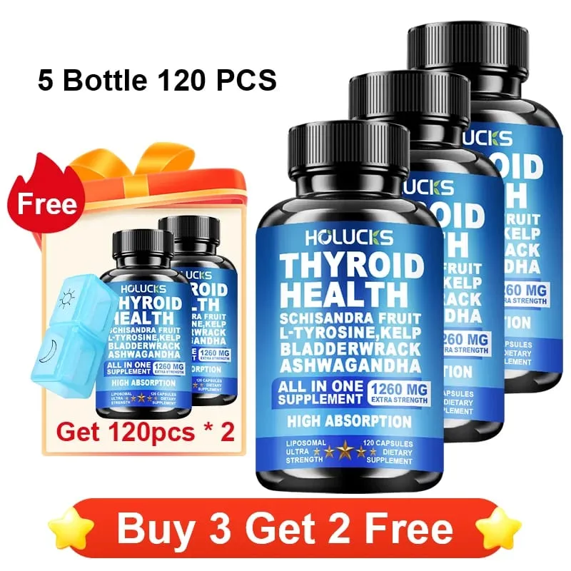 Organic Thyroid Function Support Capsules with L-Tyrosine Kelp for Immune System Metabolism Daily Energy & Mental Focus