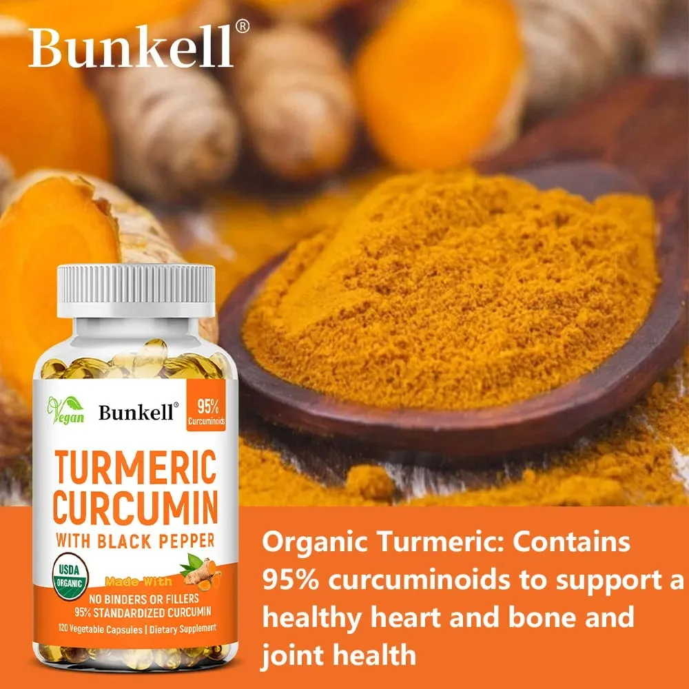 Turmeric Curcumin - with Black Pepper - Helps Improve Joint Comfort and Mobility Antioxidant and Immune Support - 120 Capsules — image 2