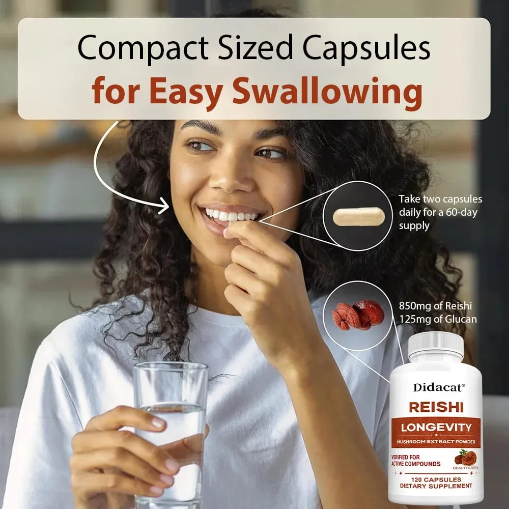 Reishi Extract Mushroom Supplements - Helps Boost The Immune System Supports Heart Health and Improved Sleep and Relaxation