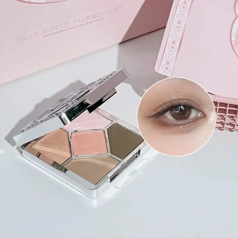 ART VALUE 7PCs Multipurpose Makeup Sets Include 3 Matte Lip Mud 1 Pressed Powder 1 Blush 1 Eyes Palette And Necklace Cosmetics