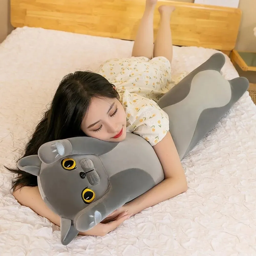 Cute 50/70cm Cat Plush Toy Long Lovely Sleeping Throw Pillow Soft Creative Stuffed Animal Home Decor