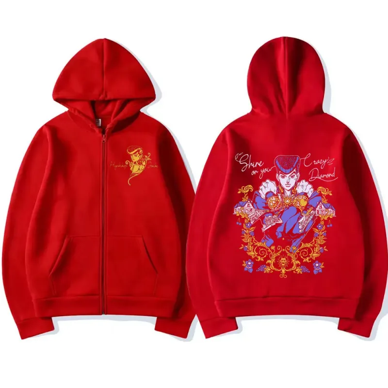 Anime Jojo Bizarre Adventure Zipper Hoodies Higashikata Josuke Manga Zip Up Sweatshirts Men Women Fashion Casual Pullovers Coats — image 5