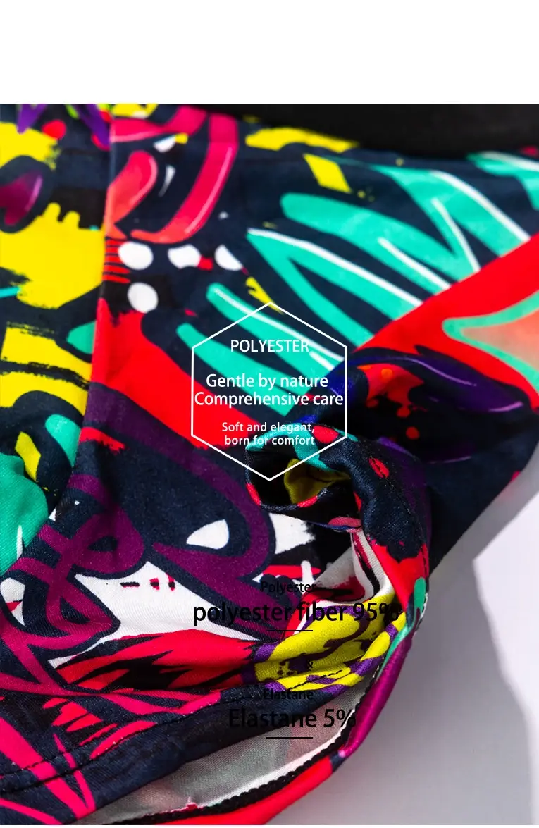 5-Pcs Men's Boxer Briefs Random Graffiti Print Trendy Christmas Pattern Underwear Comfortable Boxer Shorts