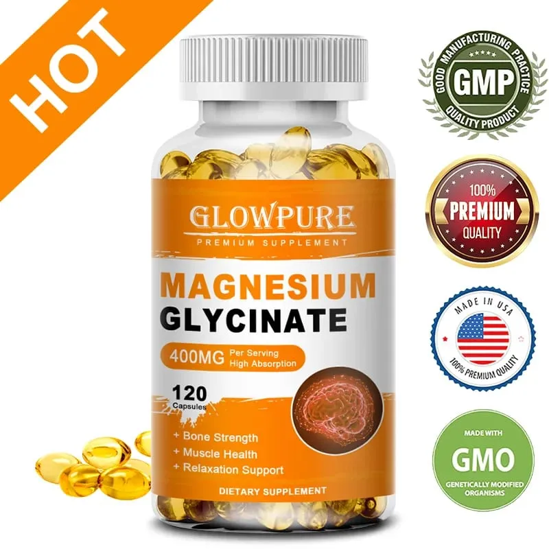 Magnesium Glycinate for Sleep Brain Nervous System Bone Muscle Relieve Anxiety Heart Health