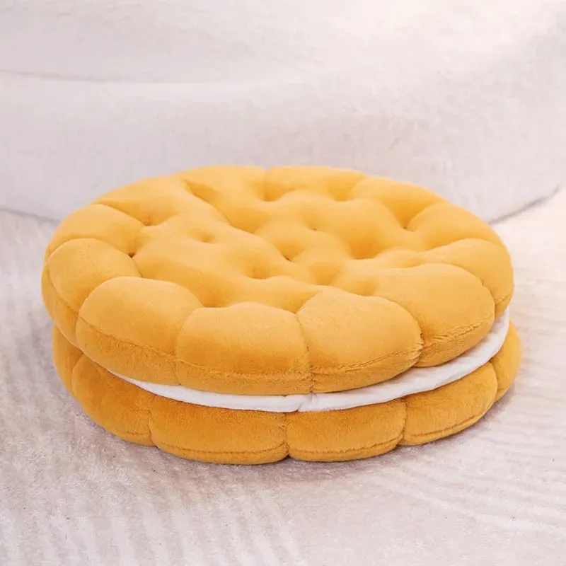 New Simulation Little Biscuits Doll Cushion Stuffed Round Cookie Plush Toys Creative Soft Pillow Chair Car Seat for Kid Gifts