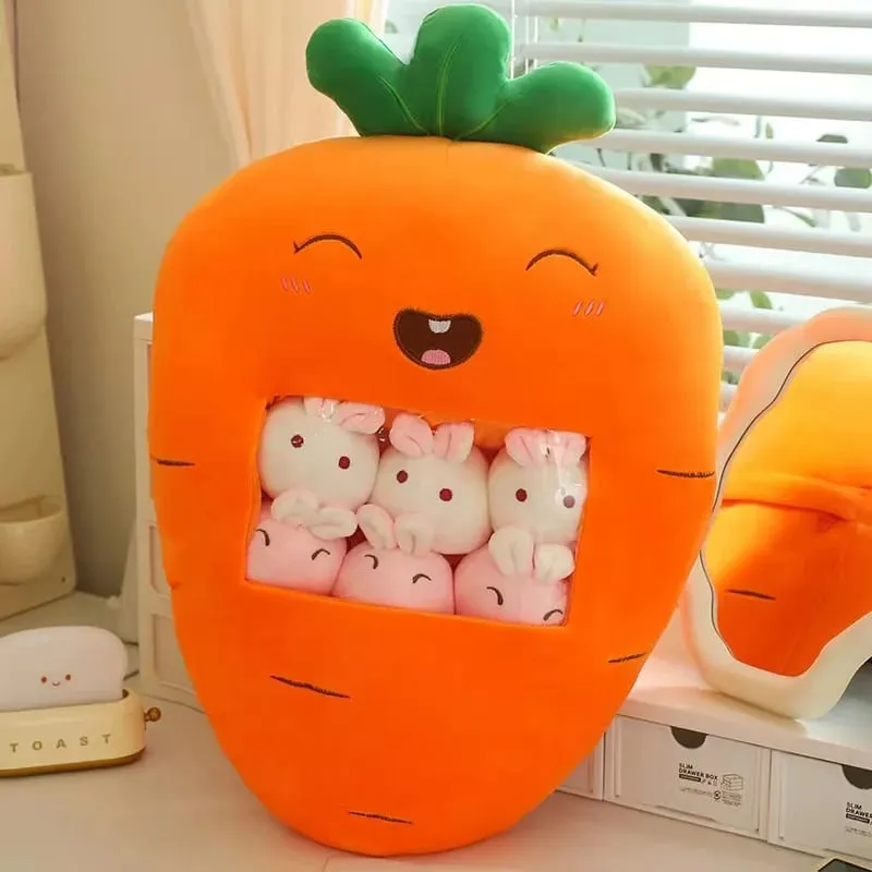 Six Small Toys Inside Cute Cartoon Fruit Plush Pillow Soft Stuffed Sofa Cushion Homdecor Pillow Backrest Children's Gift