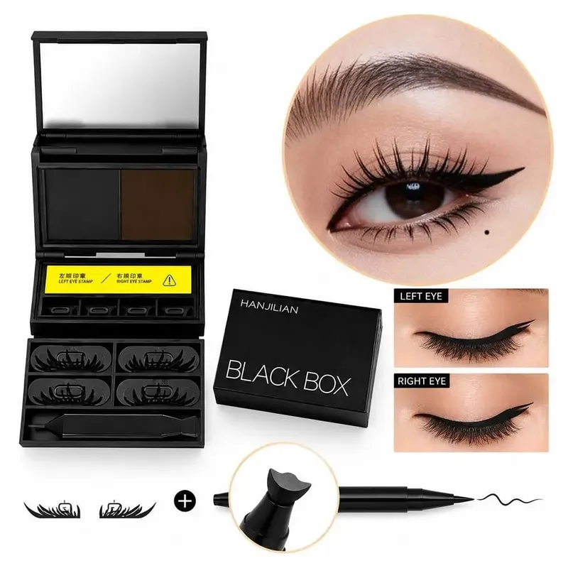 Waterproof Eye Makeup Stamping Pen Set Long Lasting Smudge Resistant Lower Lash Stamp Portable Ultra Fine Eyeliner Stamp Pen