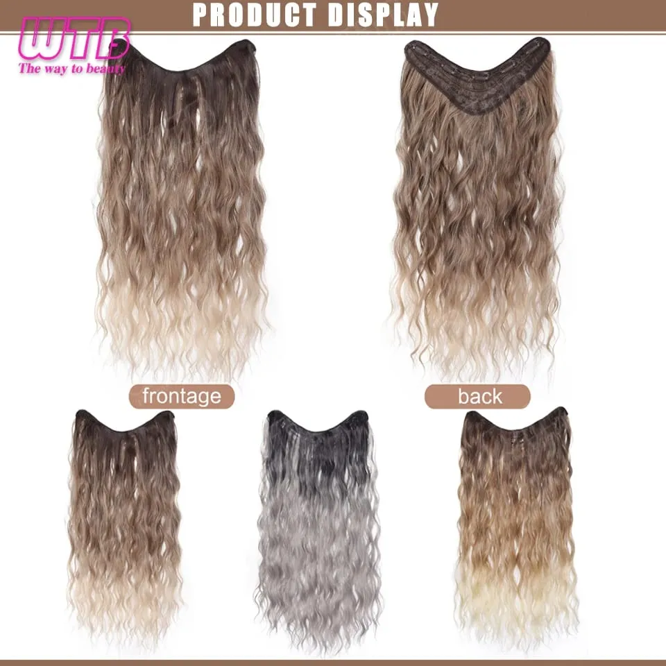 WTB Gradient Color Hair Extensions Synthetic Wig BB Clip Style Water Wave Pattern Suitable for Women's Daily Wear and Holidays — image 3