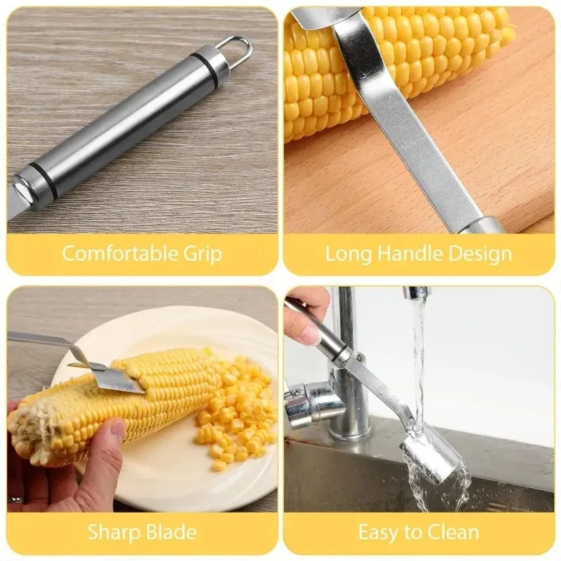 Stainless Steel Corn Peeler Serrated Corn Peeler Corn Cob Planer Thresher Cutter Kitchen Fruits And Vegetables Gadgets