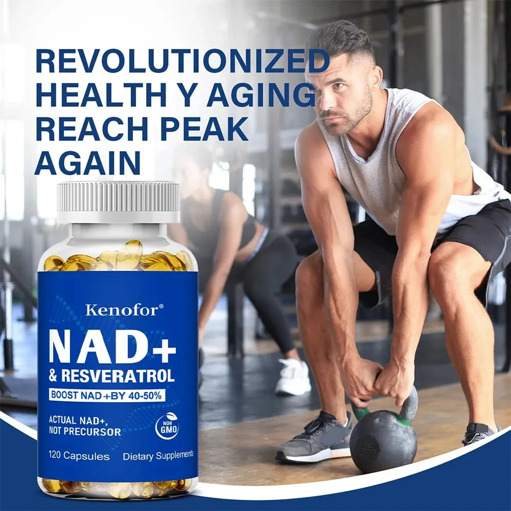 Kenofor NAD+ Supplements with Resveratrol - Anti-Aging Supports Natural Energy - Improve The Immune System Veggie Capsuels