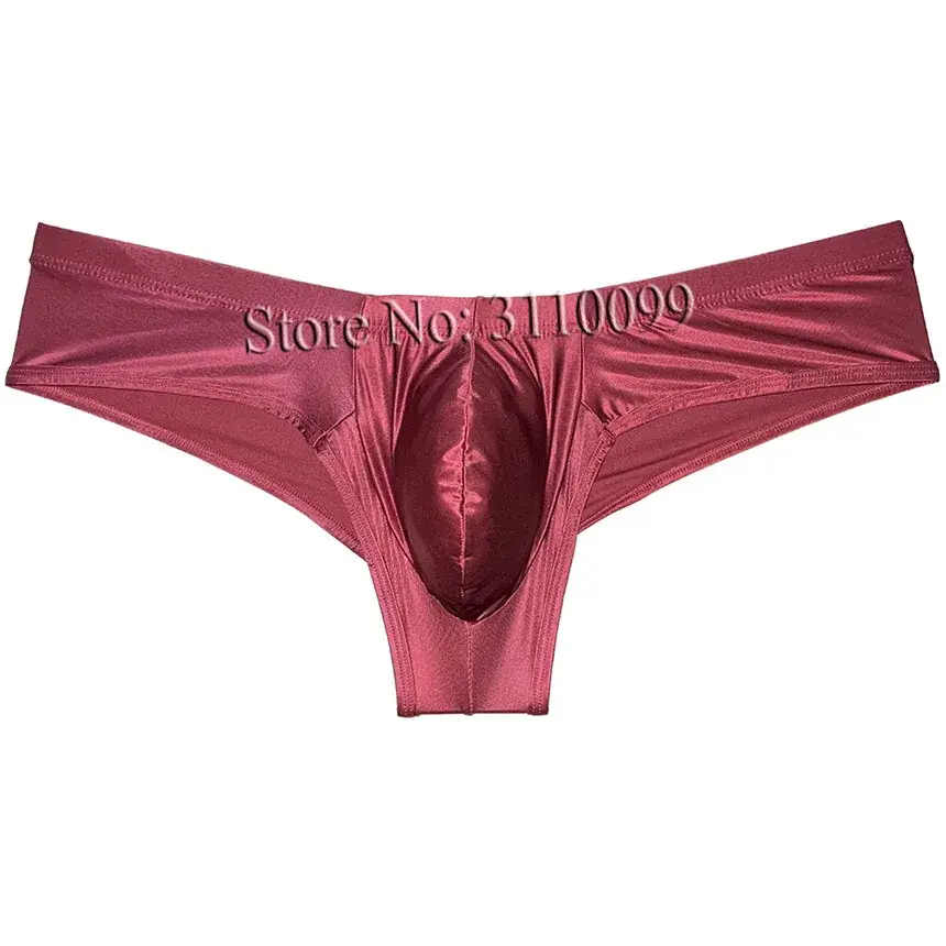 Men's Shiny Silk Mini Bikini Boxer Briefs Underwear Enhance Pouch Bikini Boxers