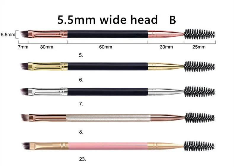 20pcs Eyebrow Brush Private Label Eyelash Comb Makeup Brushes Dual Ended Angled Spoolie 2 in 1 Lash Eyebrow Brush Bulk