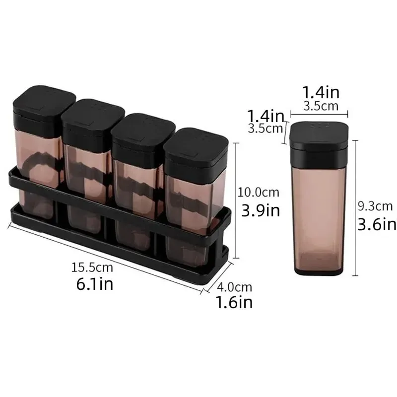 Spice Organizer Set 4-in-1 - Stackable Kitchen Bottles Airtight Lids for Salt Pepper Baking Countertop Space Saver Jars — image 6