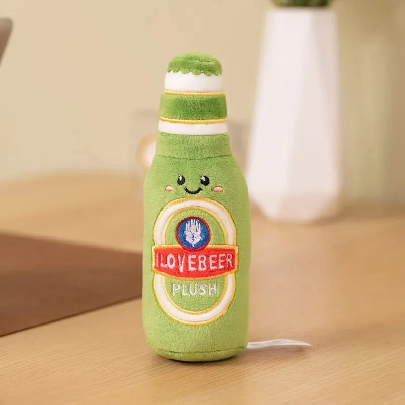 11~19cm Cute Beer Glass Bottle Drink Can Beer Barrel Plush Pillow Stuffed Kawaii Humanoid Plushie Party Prop Man Gift