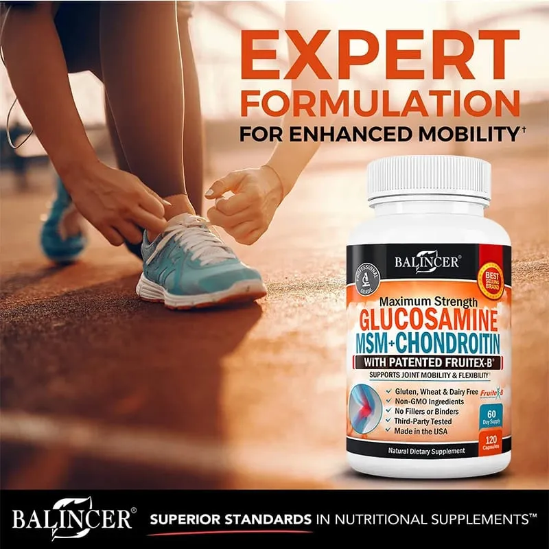 Glucosamine Chondroitin MSM - Joint Support Supplement for Men and Women - Relieve Joint Discomfort 30/60/120 Capsules NON-GMO