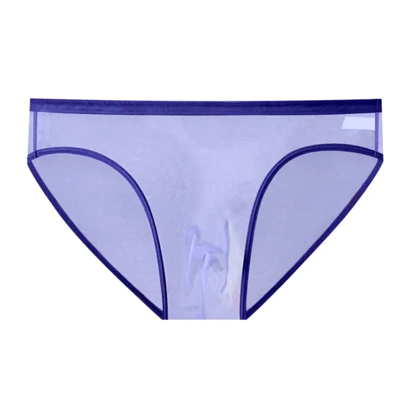 Transparent Underwear Hot Man Pants Ultra-thin Perspective Mid-rise Male Mesh Slips Homme Panties Plus Size — image 1