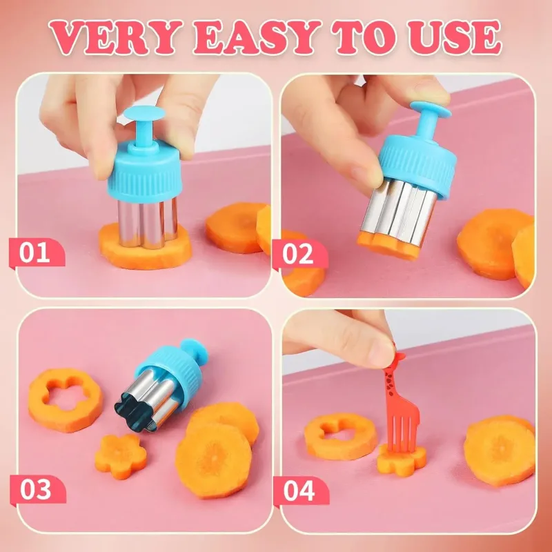 3/5/8Pcs Pressed Fruit Printing Cutting Flower Vegetable Kitchen Embossing Biscuit Cookie Cutting Mold For Kids Lunch Bento Box