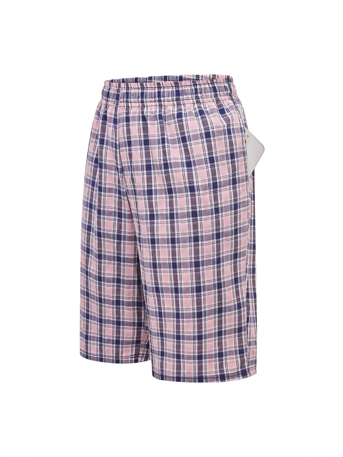 Calça longa de praia masculina, calça de canto plano, casual, xadrez, cintura elástica, confortável, casa, casual, dormir, juventude, calças de boxe
