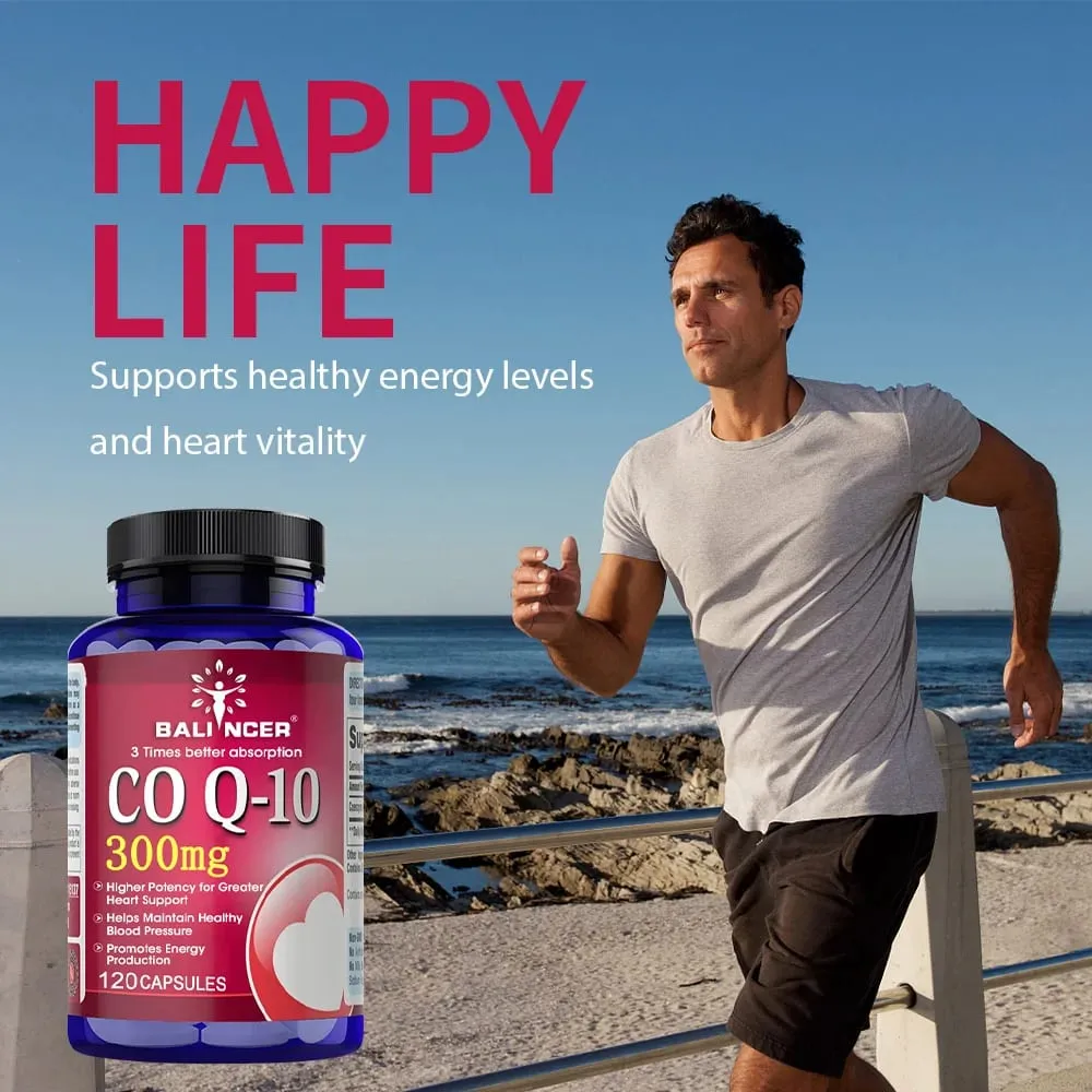 CoQ10 300mg Capsules - Highly Absorbable Antioxidant Cardiovascular Heart Energy Support Vegan Non-GMO Gluten-Free