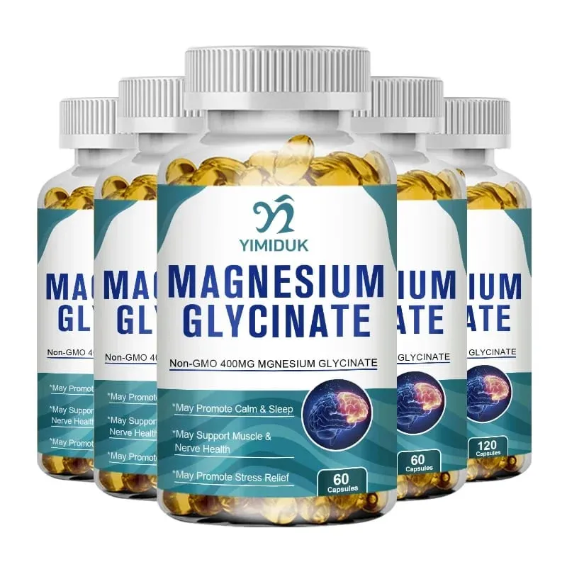 Yimiduk Pure Magnesium Glycinate Supplement with Vitamin B6 for Fights Fatigue Cramps & Heart Health Reduces Anxiety Vegan