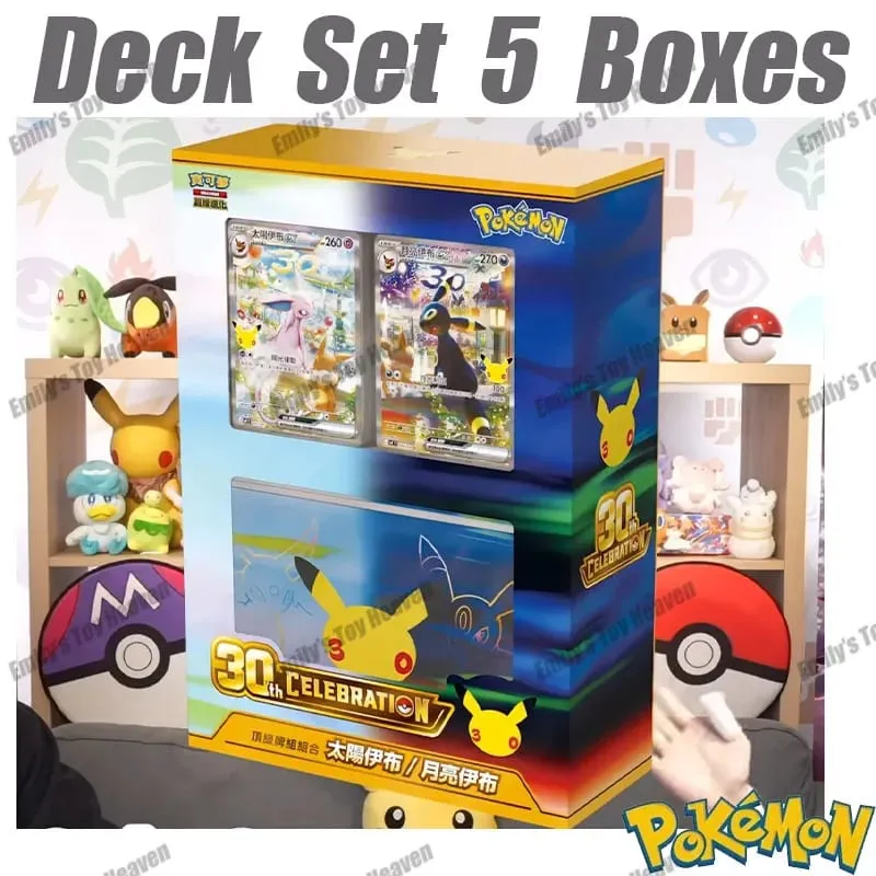 Pre-sale New Authentic Traditional Chinese Pokemon 30th CELEBRATION Espeon Umbreon Deck Set PTCG Collectible Cards Gift