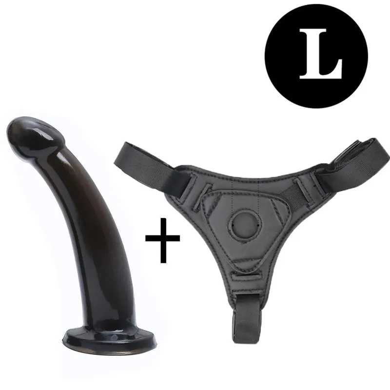 Lesbian Realistic Strapon Dildo Panties Strap-on Harness Belt with Silicone Anal Plug Suction Cup for Women Gay Sex Toys