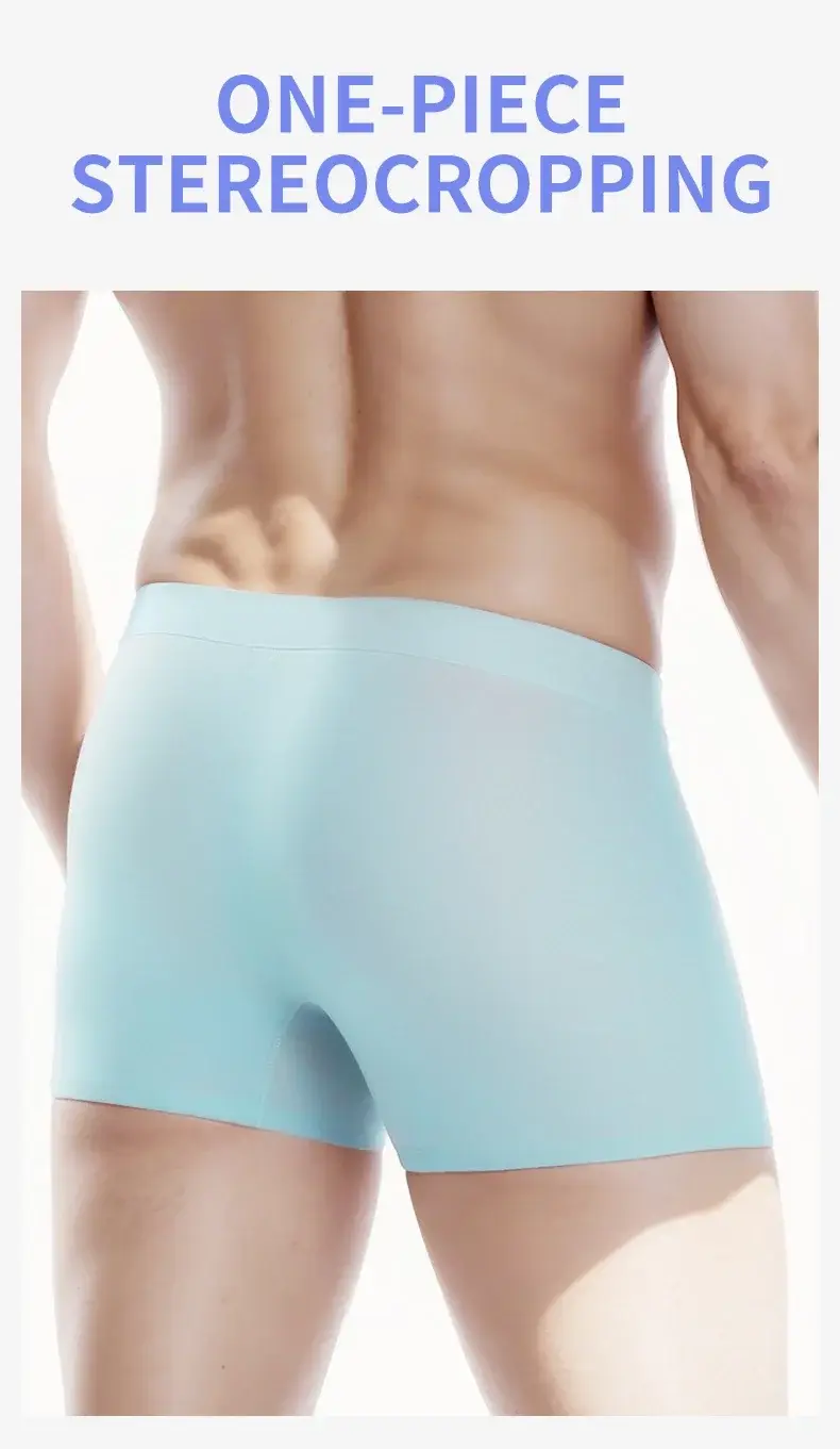 MiiOW 3Pcs Ice Silk Men's Panties Antibacterial Men Underwear Boxer Breathable Mesh Crotch Man Underpants Summer Men Boxershorts
