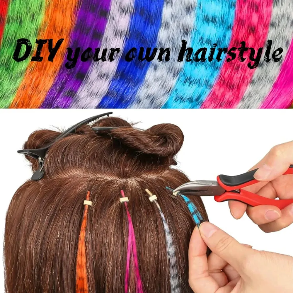 30roots Colored Synthetic Feather Stripe hair Extension 16 Tommer I Tip Party Cosplay Til Musikfestival Halloween Jul