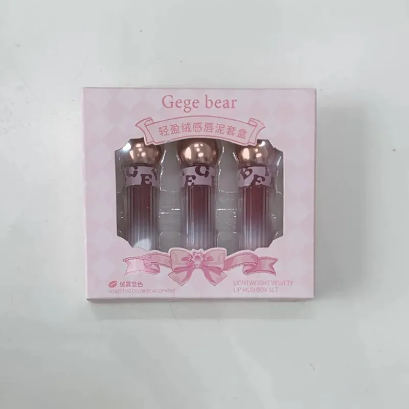 3 Color Matte Lip Gloss Set Moisturizes Long Lasts Water Proofs Sweat Proofs Non Transfer Liquid Lipstick 1box