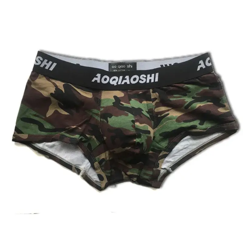 Men Underwear Cotton Camouflage Boxer Briefs Trunks Bulge Pouch Plus Size Teenage Breathable Underpants Young Innerwear Boys