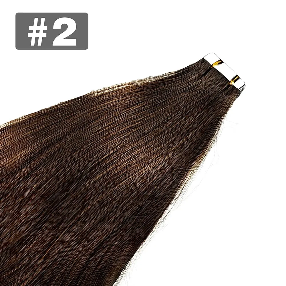 Straight Tape In Hair Extensions Natural Black 26 Inch Adhesive Invisible Brazilian Remy 100% Human Hair Tape Ins 50G/20Pcs/Pack