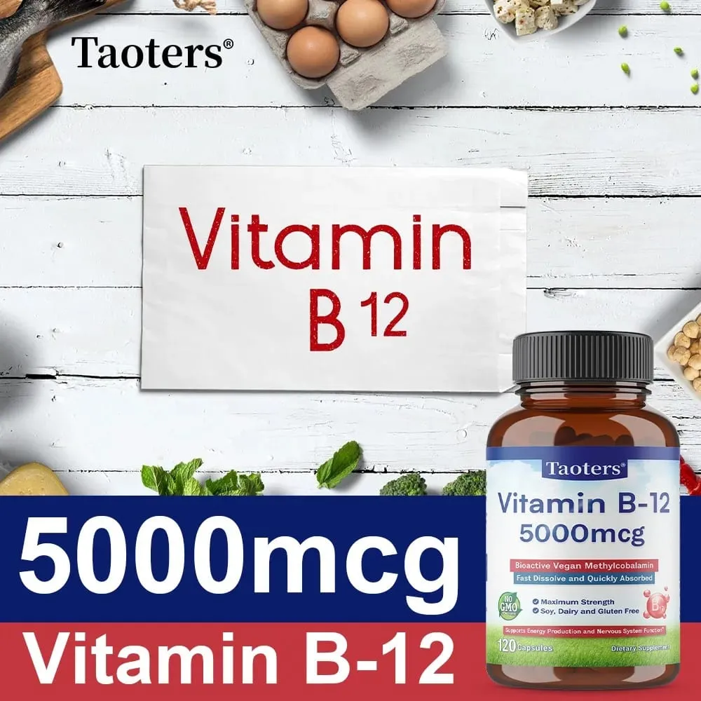 Vitamin B12 5000 Mcg - Supports Heart Health Nervous System Promotes Metabolism Increases Energy Levels Relieves Fatigue