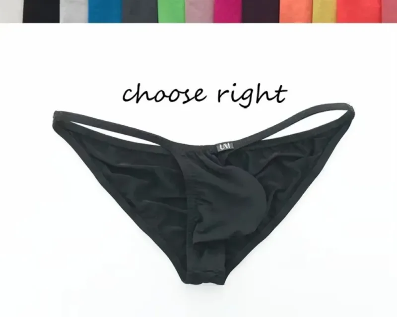 Men's Ultra Low Waist G-String Buttock Briefs Thin Ice Silk Translucent Sexy Underwear Breathable Lightweight Low Rise