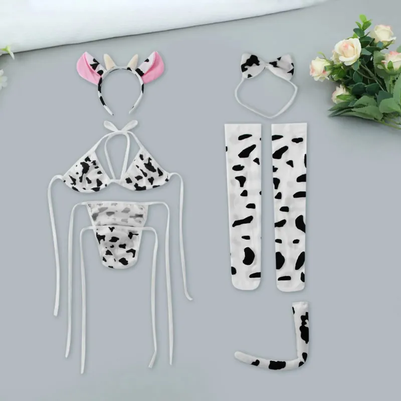 Sexy Lingerie For Womens Push Up Seductive Underwear Cute Cow Set Fashionable Cosplay Nightwear Temption Open Clothes Beautiful