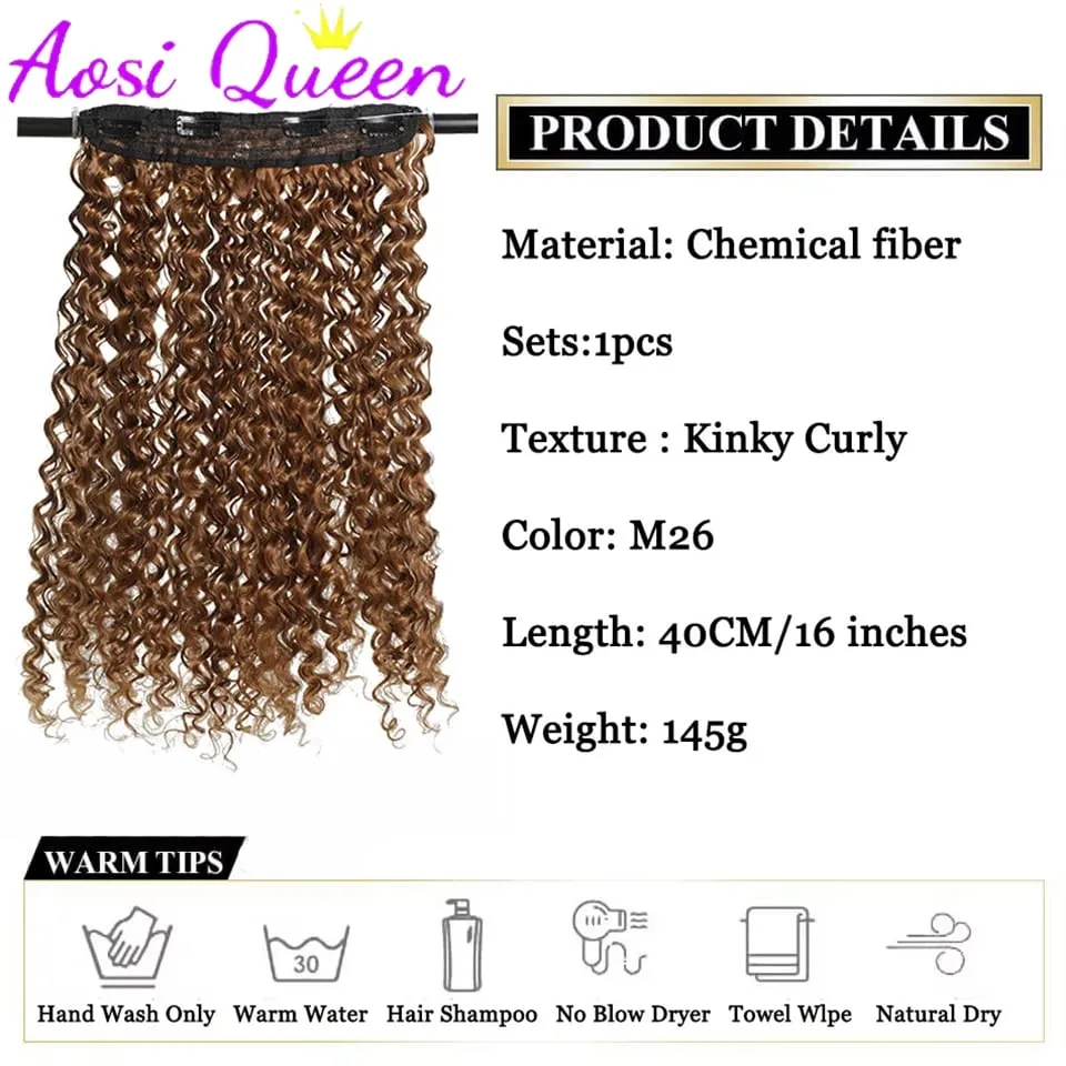 Synthetic 16Inch Water Wave Hair Extension Piece Adjustable Fluffy Curl BB Clip Fishing Line Hair Extension Women's Daily Party — image 3