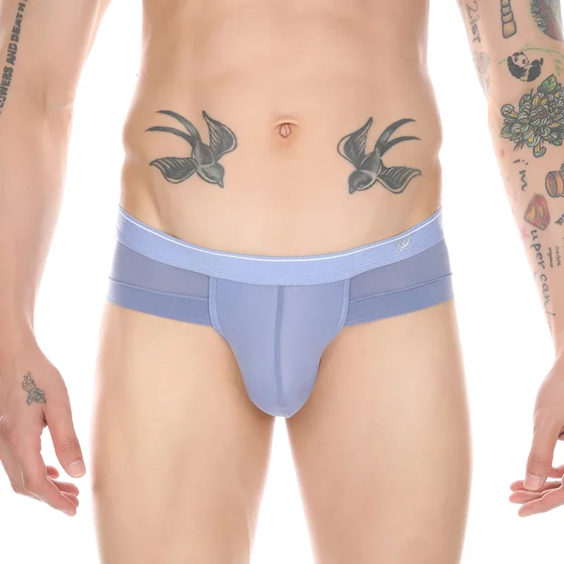 Summer Men's Underwear Boxers Bulge Ice Silk Briefs Ultra-thin Breathable Cool Panties