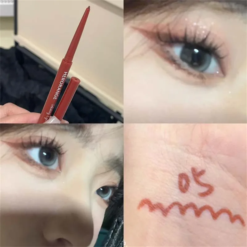 12 Colors Eyeliner Pencil Waterproof Long-lasting Orange Black Brown Easy Wearing Eyeshadow Contour Stick Lying silkworm Makeup