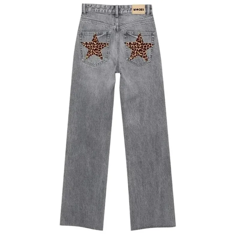 2026 Japanese style high street patchwork embroidered jeans men's goth Harajuku fashion wide leg jeans y2k retro casual pants