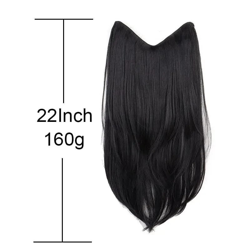 22Inch Synthetic V-Shape Long Straight Hair Extension Layered Hairpiece Natural Invisible Everyday Wear for Women Daily Party