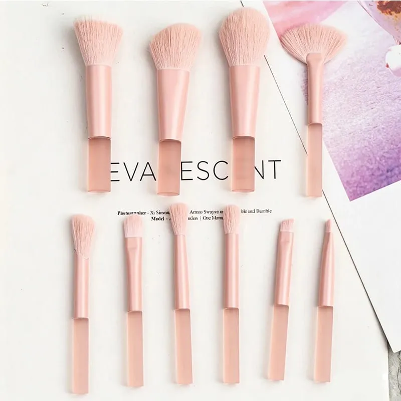 10pcs Travel Makeup Brush Set Mini Makeup Brushes Travel Size Small Eyeshadow Eye Lipstick Foundation Brush Shadow Contour Blush