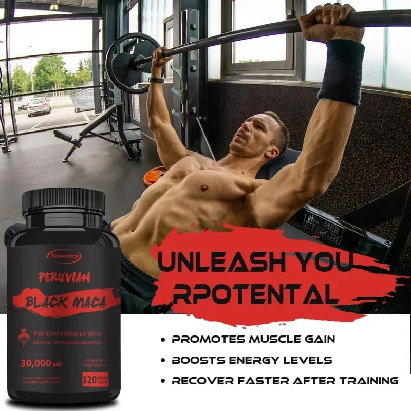 Maximum Strength Black Maca Root - 30 000 Mg - Gelatin Maca Root Extract From Peru
