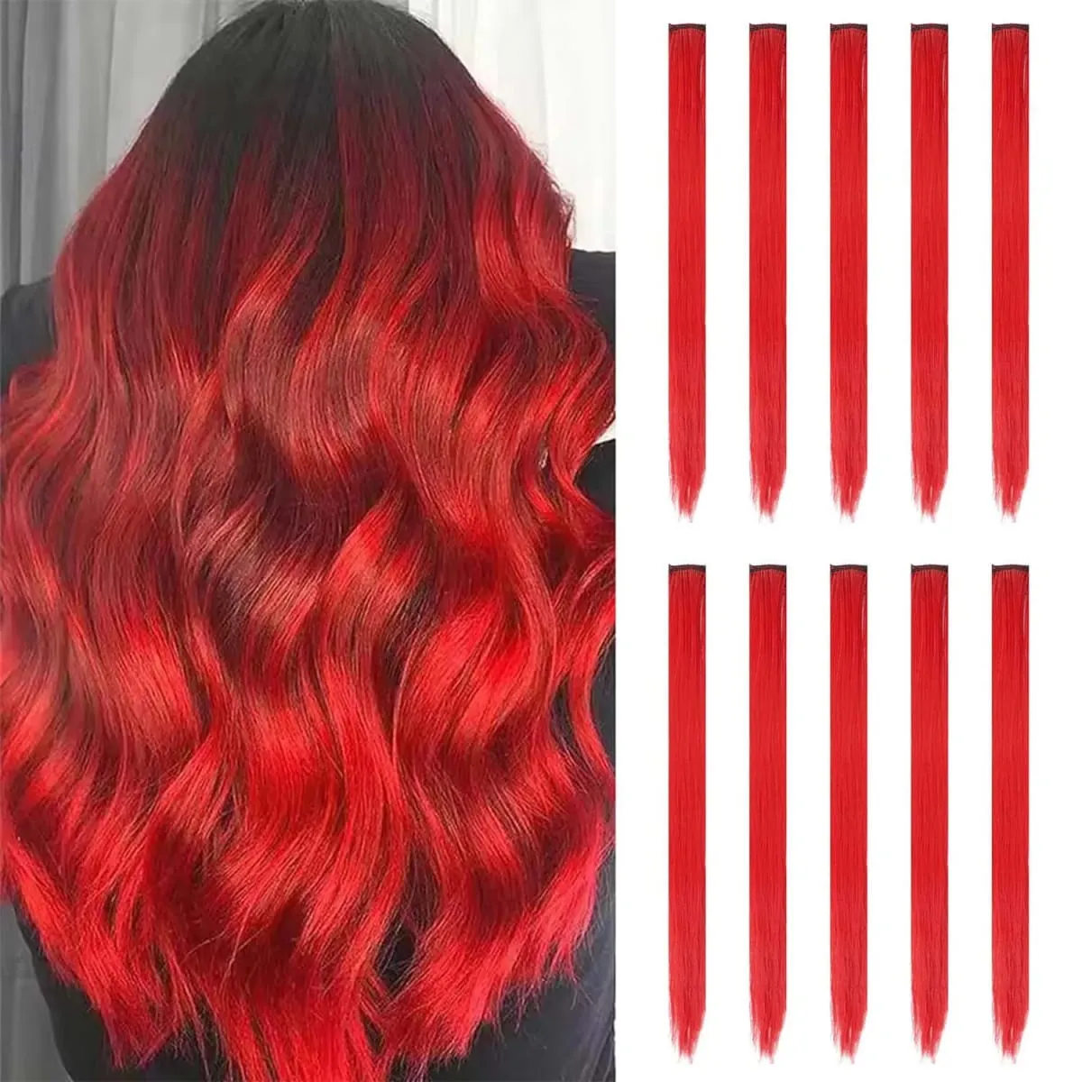 Clip sintetica da 10 pezzi nelle estensioni dei capelli per donne ragazze bambini estensioni colorate per feste con highlight capelli lisci multicolori