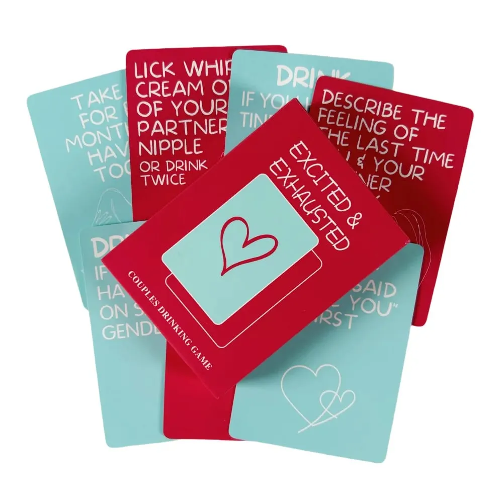 Excited Exhausted Card Game Best Couples Drinking Games 50x Playing Cards Deck For Party Drunk Cards