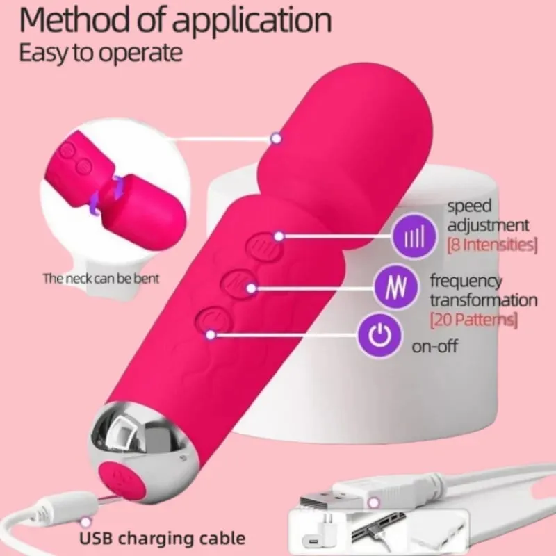 Powerful 20 Speeds Magic Wand Clitoris Stimulator G-Spot Massager Rechargeable Portable Sex Toy for Women — image 3