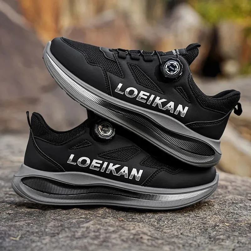 Men Rotary Buckle Running Sneakers Breathable Mesh Lightweight Cushion Sole Non Slip Daily Walking Shoes 2 Colors — image 4