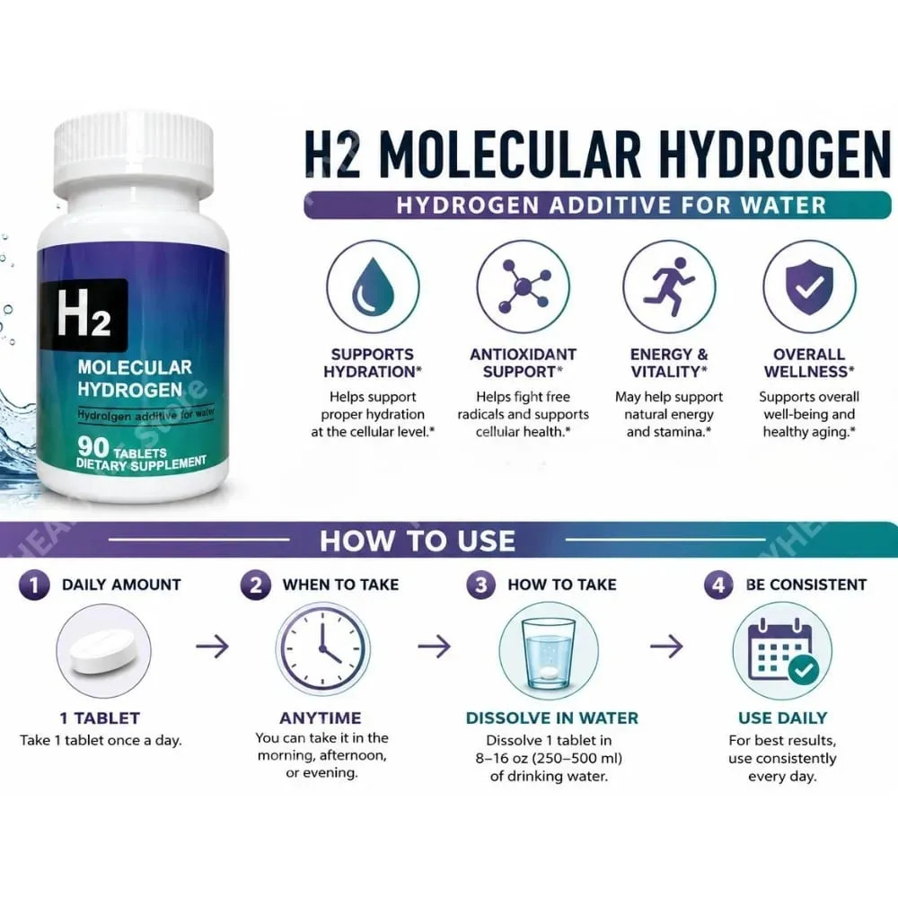 Hydrogen Water Tablets 90 Count Molecular Hydrogen H2 Water Additive with Magnesium for Daily Hydration Support — image 6