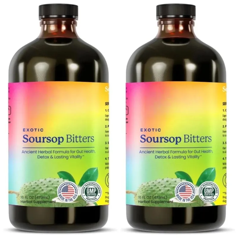Herbal Soursop Bitters Liquid Supplement Black Seed Moringa Irish Moss Drops for Gut Digestive Wellness Immune 16 Fl Oz(473ml)