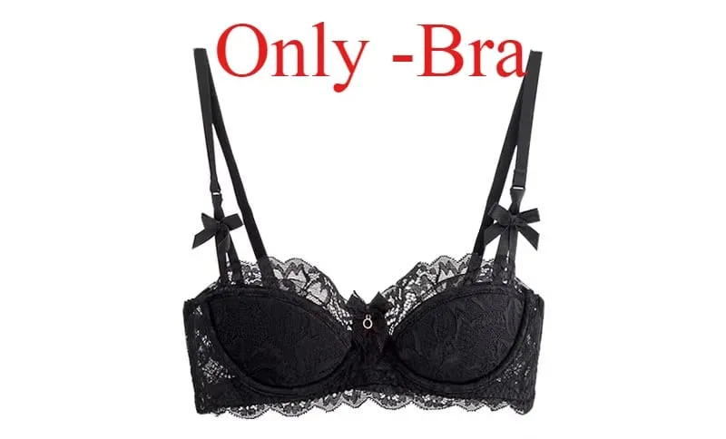French Pure Desire Bralette Small Bust AB Cup Push Up Wireless Lace Bra for Chubby Girl Bow Design Thin Fold Comfort Plus Size