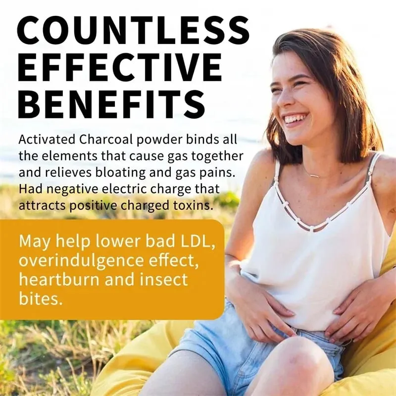 Activated Charcoal Capsules 1 200 Mg - Organic Coconut Shell Helps Relieve Gas & Bloating Detox & Bowel Digestive Supplement